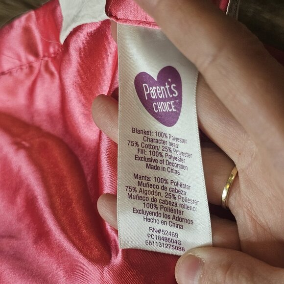 Parents Choice Pink Elephant Lovey Security Pink Floral Plush Satin Trim - Picture 6 of 8